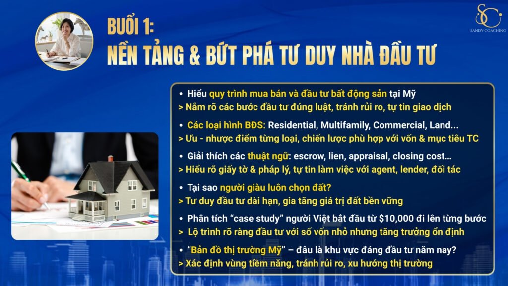 nội dung đào tạo buổi 1 Realestate Mastery